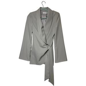 Club L London Gray Wrap Tie Detail Relaxed Blazer Gray Size 2 Celeb Style